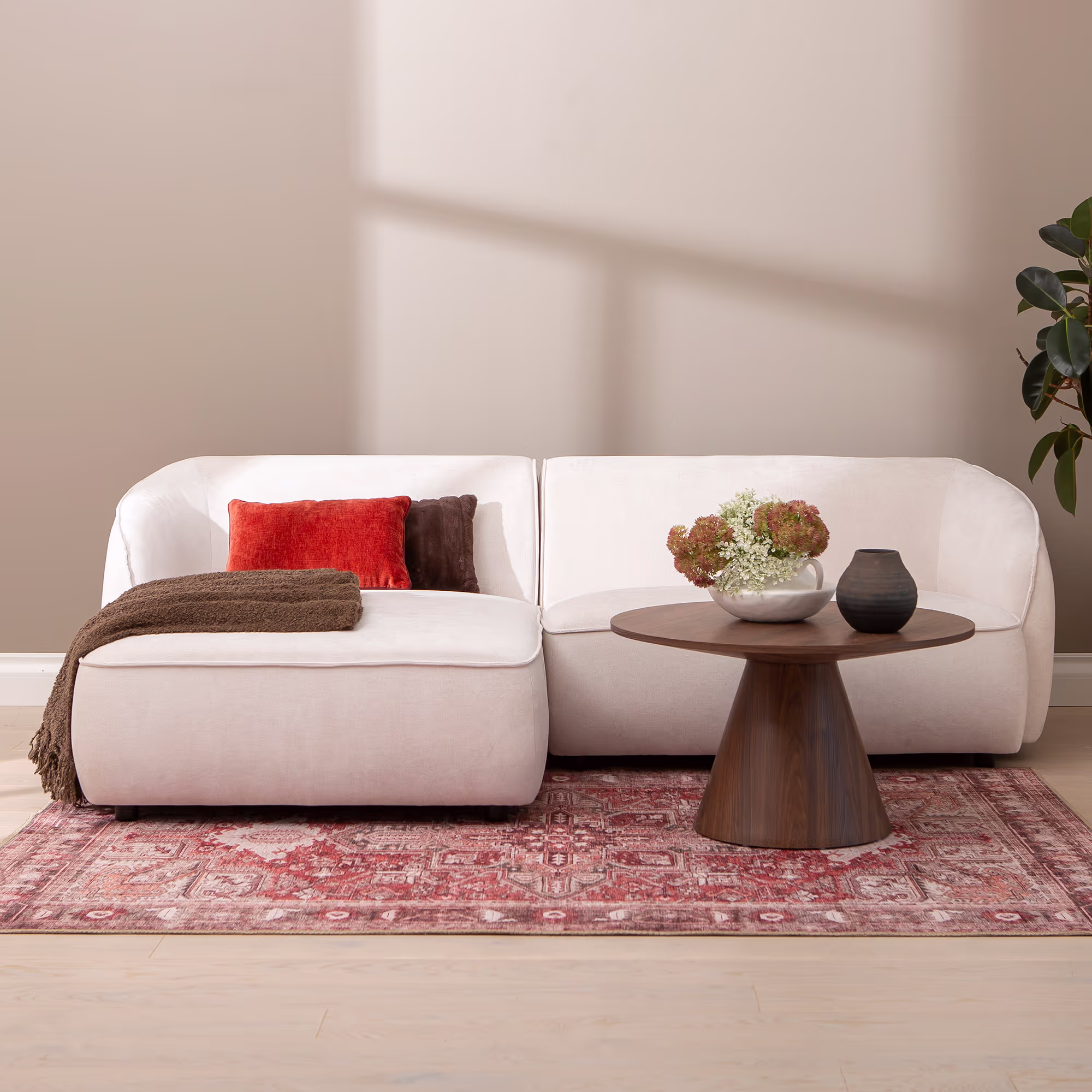 Joy 3-seat chaise sofa (left) white thumbnail